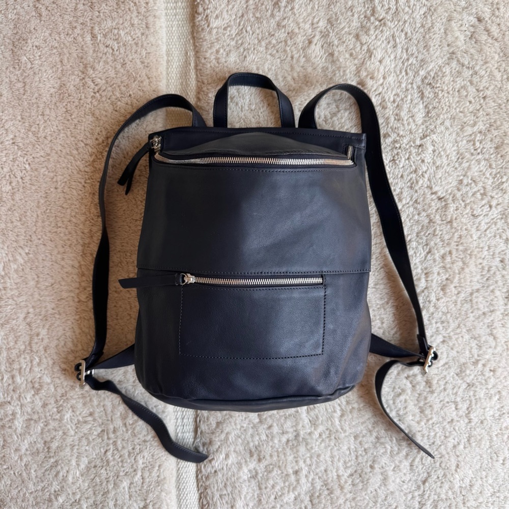 Derek Lam navy leather backpack pop lining!